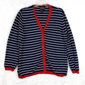 Terry Lewis Classic Luxuries Womens Sweater Cardigan Blue Red Silk V‎ Neck 1 X